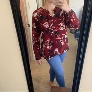 Red Floral Blouse